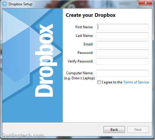 dropbox sign up