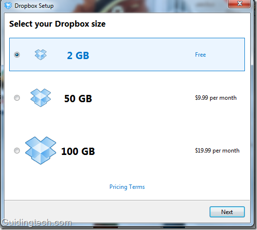 dropbox account